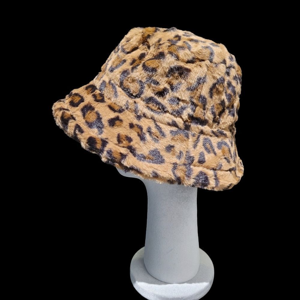 Brand New Furry Brown Leopard Print Hat